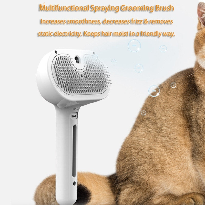 Pet Comb Self Cleaning Pets Hair Remover Brush For Dogs and Cats - Grooming Tools Dematting Comb Built-in Mist Humidifier Pet Products