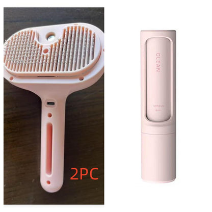 Pet Comb Self Cleaning Pets Hair Remover Brush For Dogs and Cats - Grooming Tools Dematting Comb Built-in Mist Humidifier Pet Products